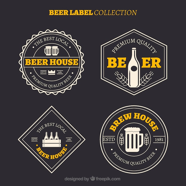Vetor grátis coleção da etiqueta retro da cerveja