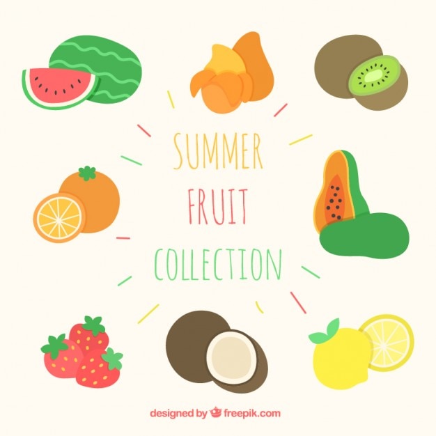 Vetor grátis coleção da fruta tirada verão mão