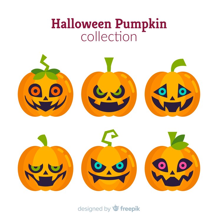 Vetor grátis coleção de abóbora de halloween clássico com design plano