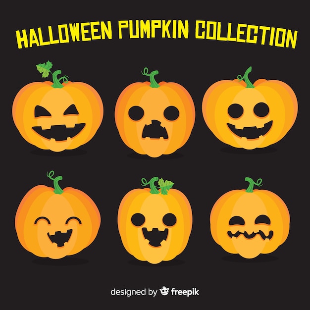 Coleção de abóbora de halloween clássico com design plano