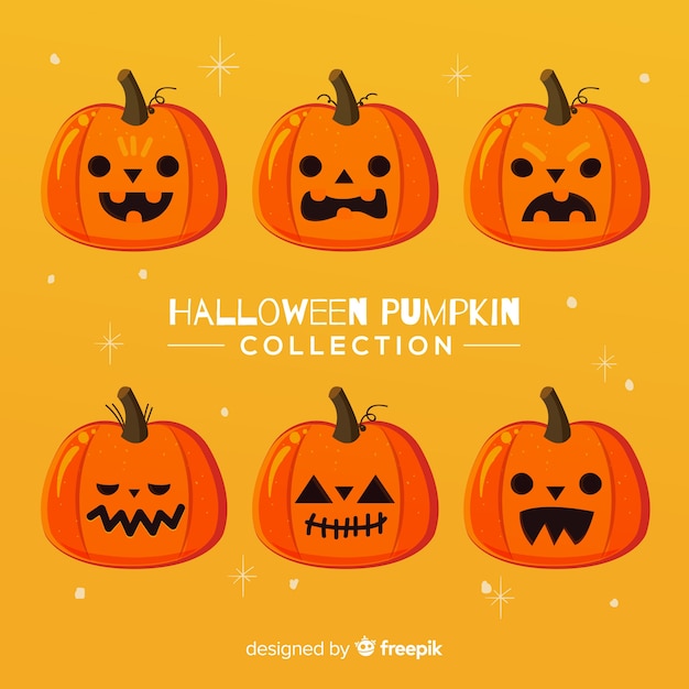 Coleção de abóbora de halloween clássico com design plano