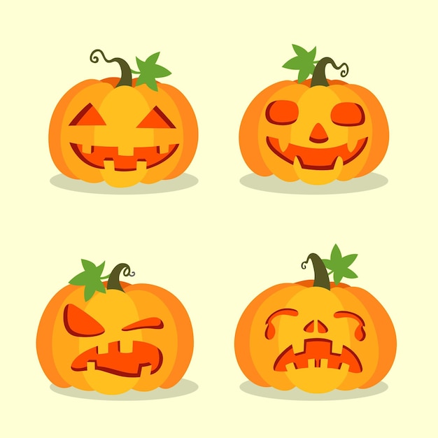 Coleção de abóboras de halloween desenhada à mão