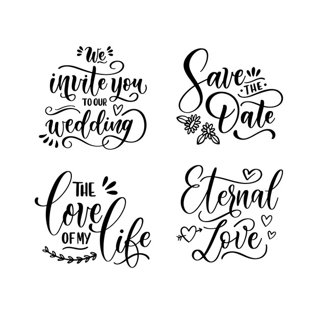 Coleção de adesivos de casamento