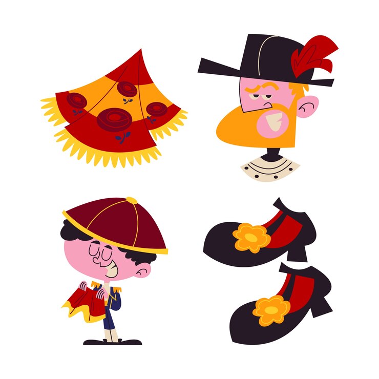 Vetor grátis coleção de adesivos de desenhos animados retro da espanha.