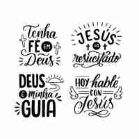 Vetor grátis coleção de adesivos de deus de letras