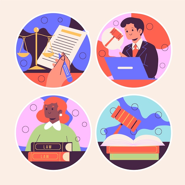 Coleção de adesivos de escritório de advocacia ingênuo