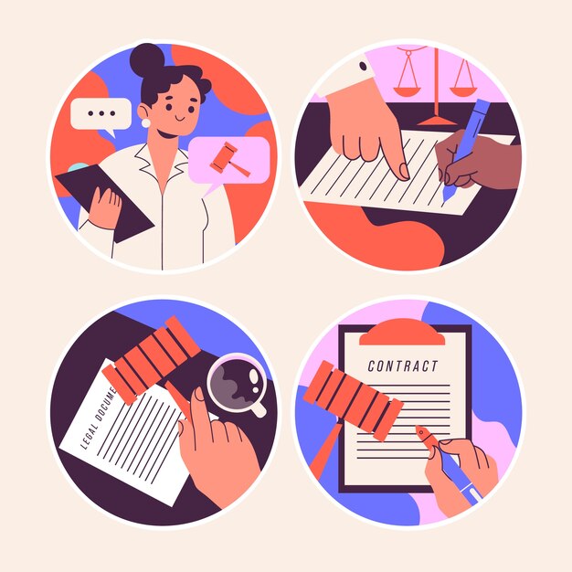Coleção de adesivos de escritório de advocacia ingênuo