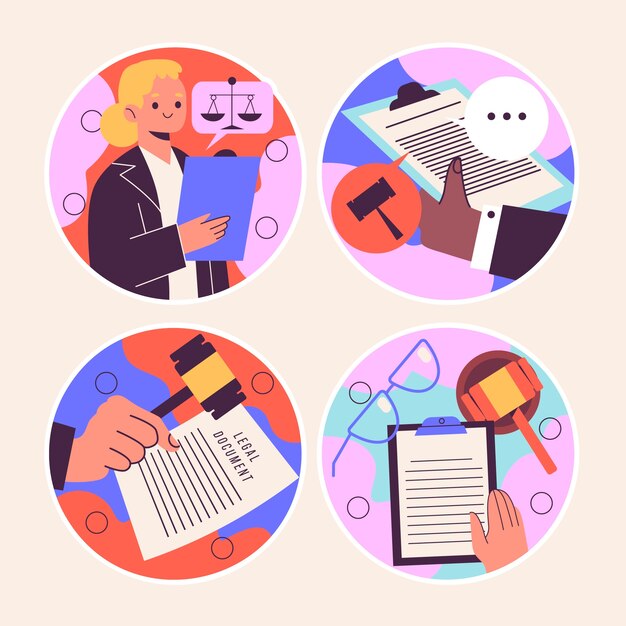 Coleção de adesivos de escritório de advocacia ingênuo