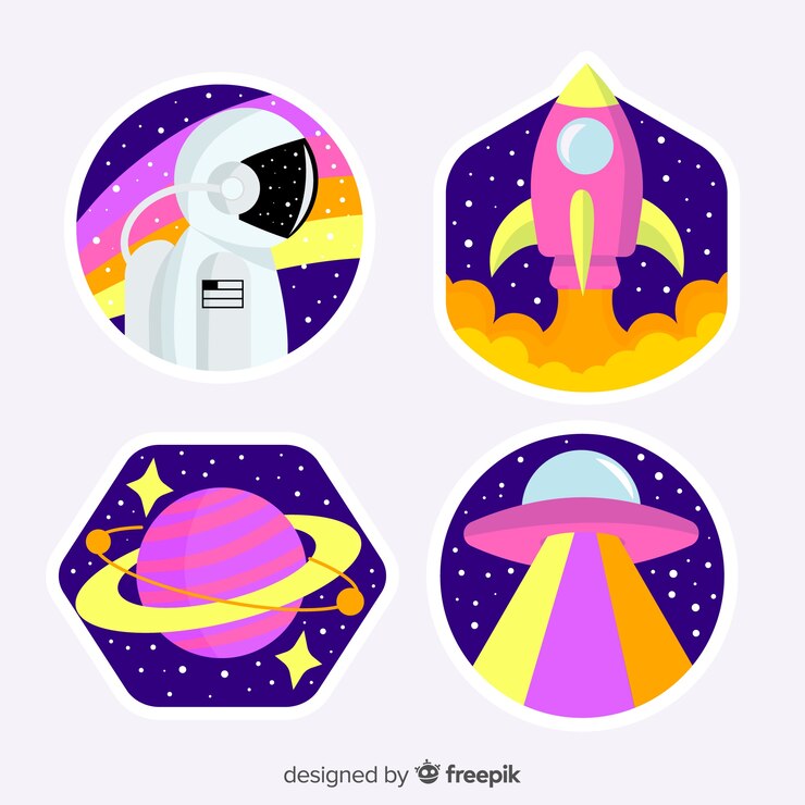 Vetor grátis coleção de adesivos de espaço feminino ilustrado