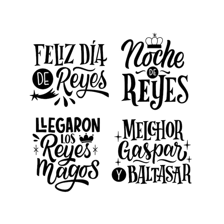 Vetor grátis coleção de adesivos de letras reyes magos