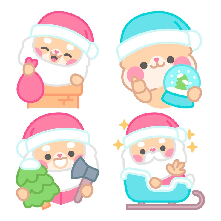 Vetor grátis coleção de adesivos de natal com kimchi, o hamster