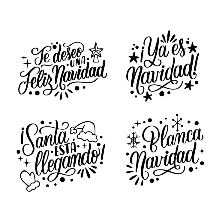 Vetor grátis coleção de adesivos de natal com letras em espanhol