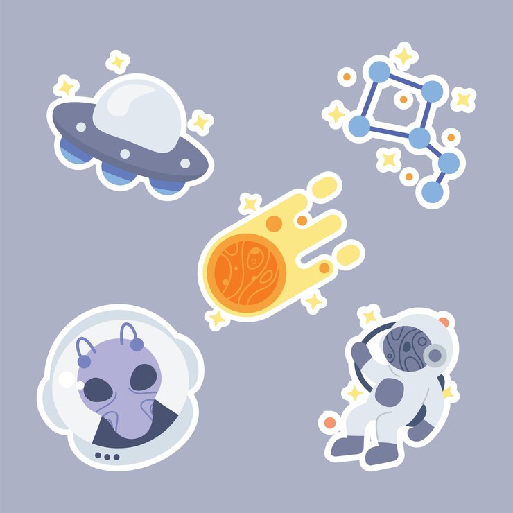 Vetor grátis coleção de adesivos de tema de espaço