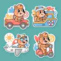 Vetor grátis coleção de adesivos de transporte com fred the fox