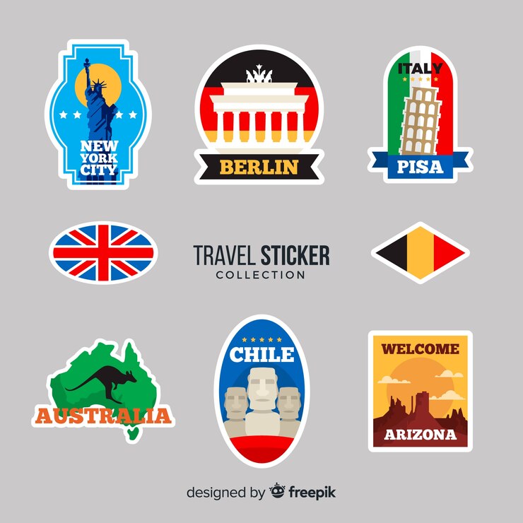 Vetor grátis coleção de adesivos de viagem