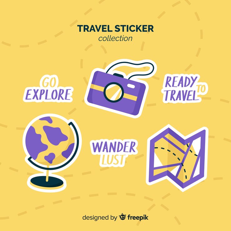 Vetor grátis coleção de adesivos de viagem