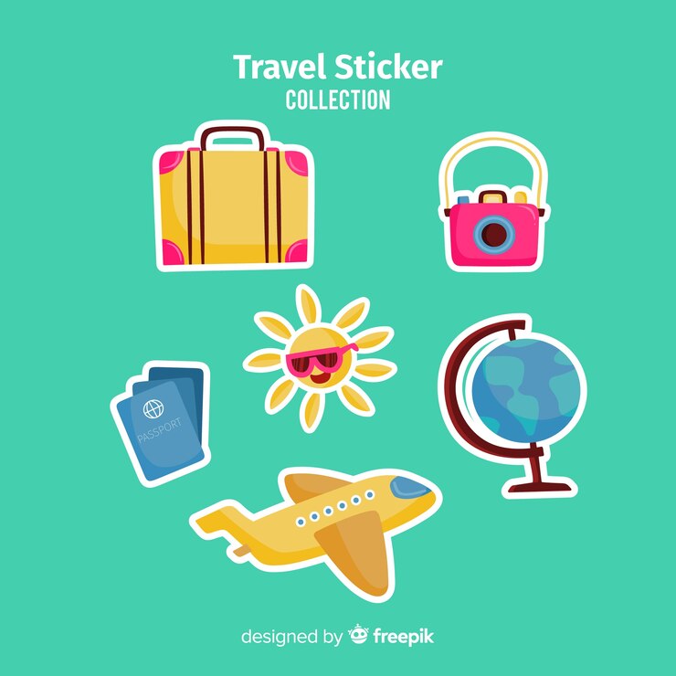 Vetor grátis coleção de adesivos de viagem