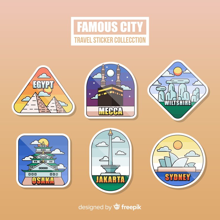 Vetor grátis coleção de adesivos de viagem