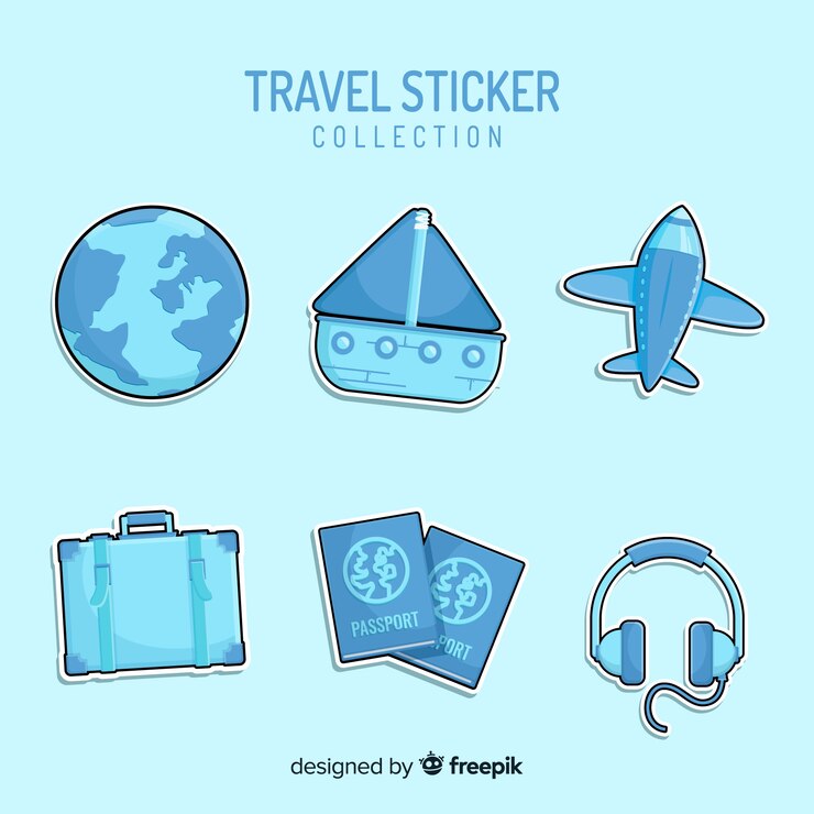 Vetor grátis coleção de adesivos de viagem