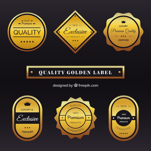 Vetor grátis coleção de adesivos dourados premium