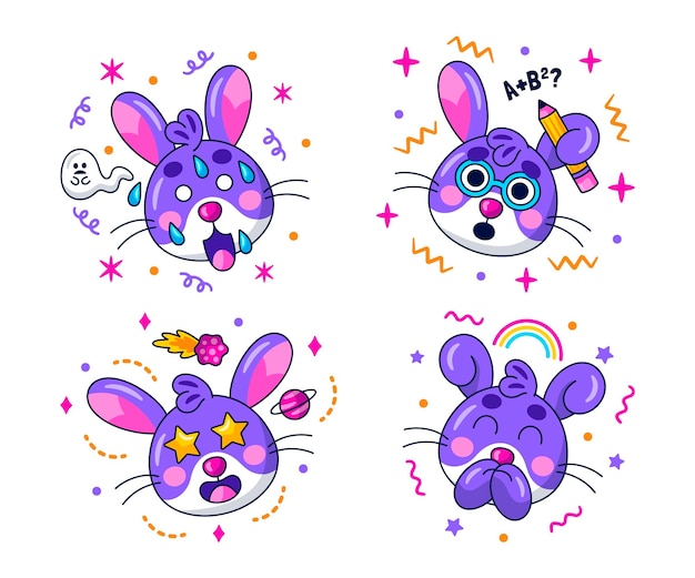 Coleção de adesivos emoticons Kawaii