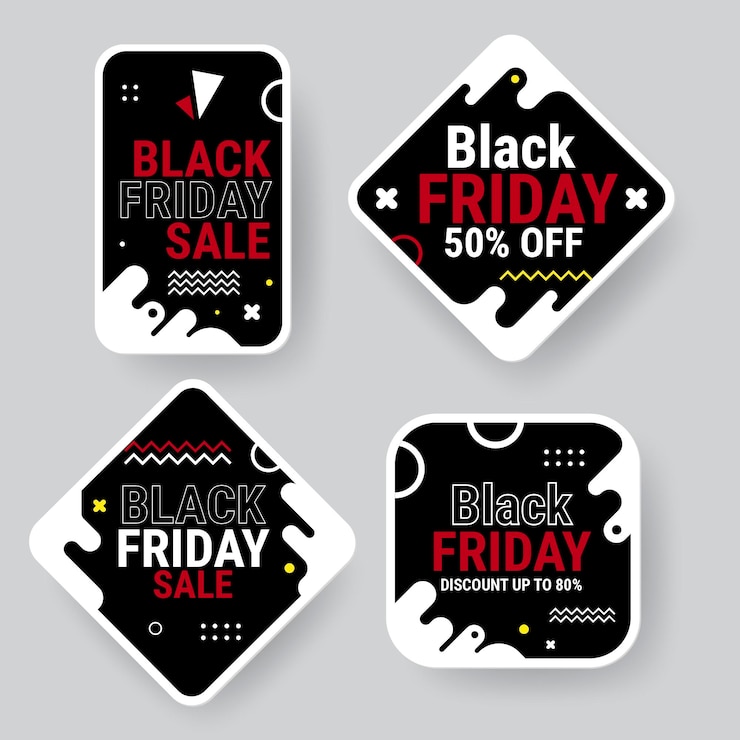 Vetor grátis coleção de adesivos flat black friday