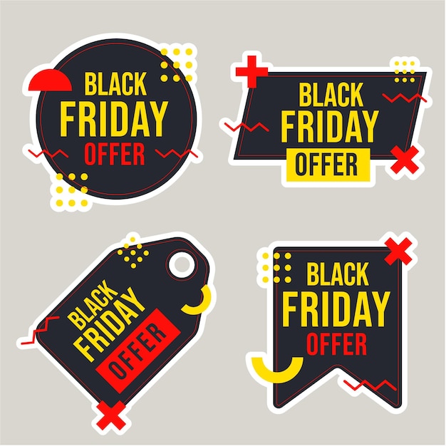 Vetor grátis coleção de adesivos flat black friday