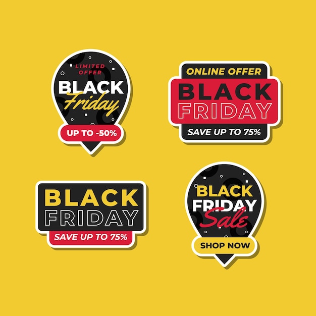 Vetor grátis coleção de adesivos flat black friday