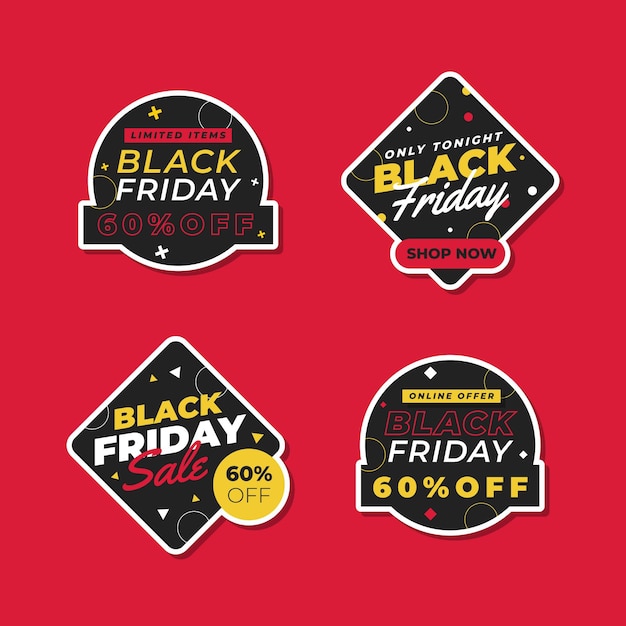 Coleção de adesivos flat black friday