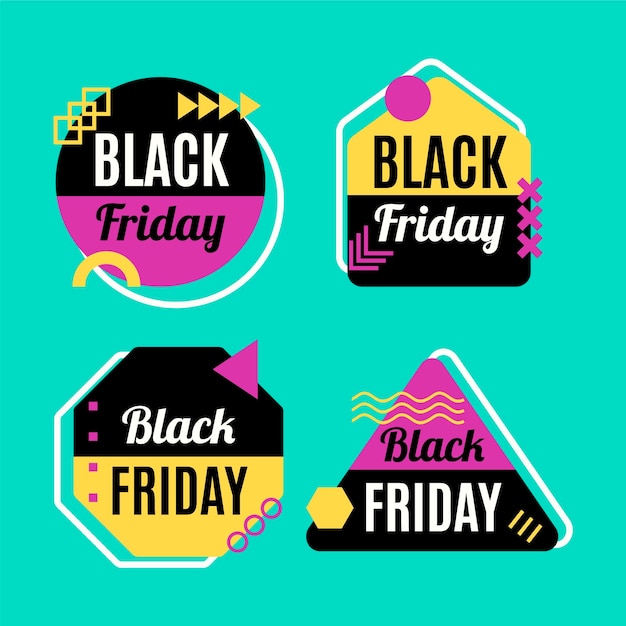 Coleção de adesivos flat black friday