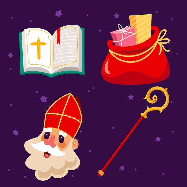 Vetor grátis coleção de adesivos planos para férias em sinterklaas