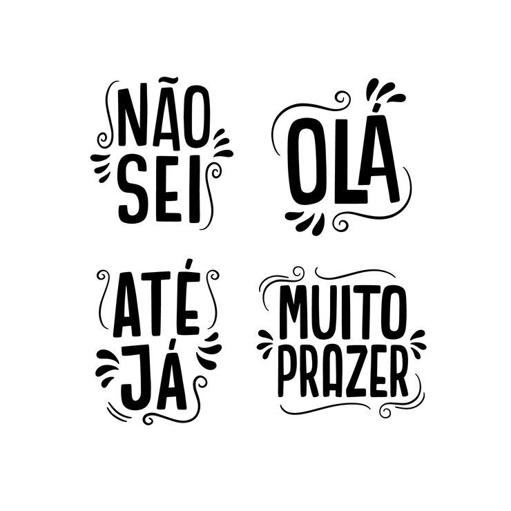 Vetor grátis coleção de adesivos portugueses de letras monocromáticas