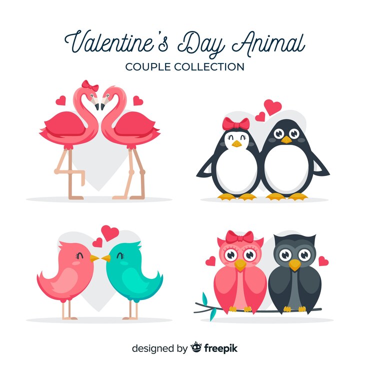 Vetor grátis coleção de animais casal de dia dos namorados