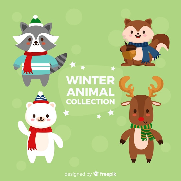 Coleção de animais da floresta de inverno