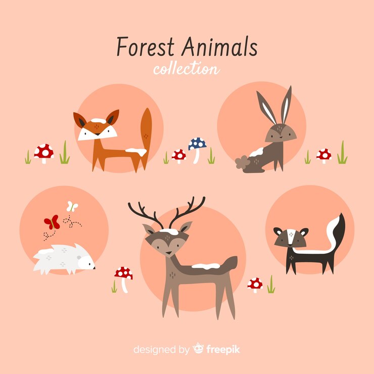 Vetor grátis coleção de animais da floresta de inverno