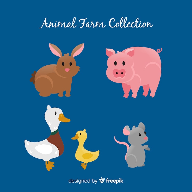 Vetor grátis coleção de animais de fazenda plana