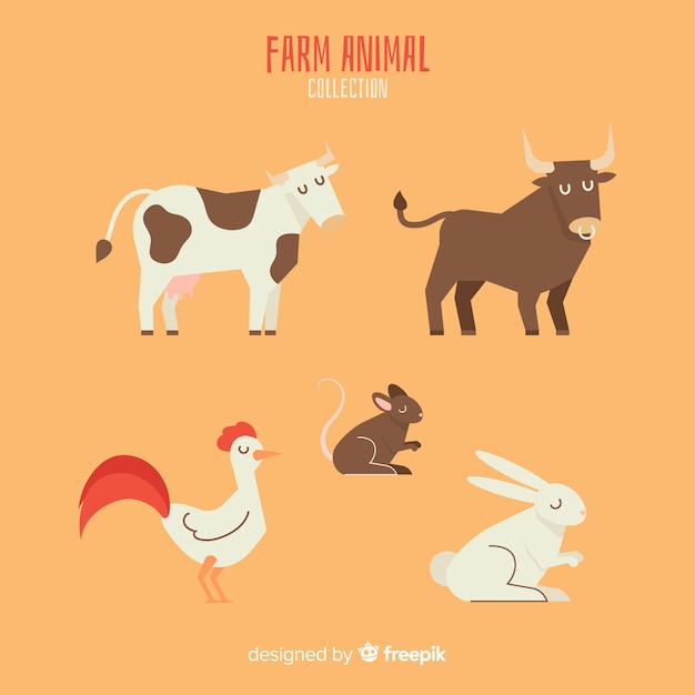 Coleção de animais de fazenda