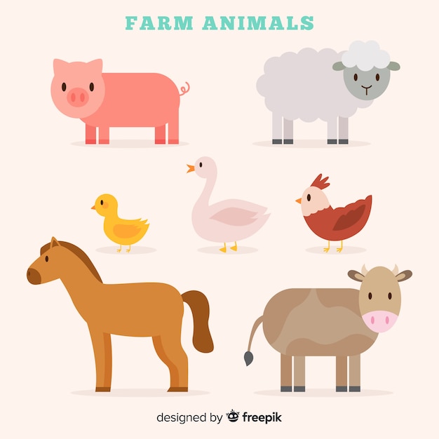 Coleção de animais de fazenda