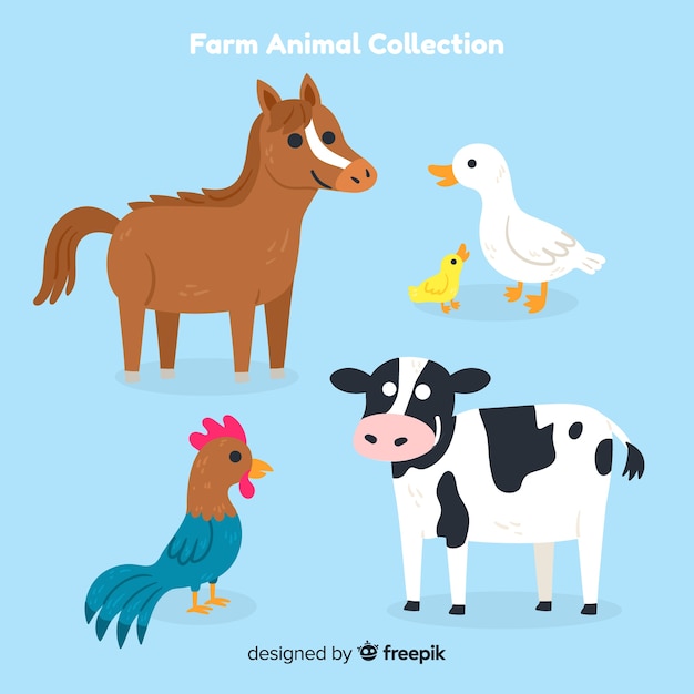Vetor grátis coleção de animais de fazenda