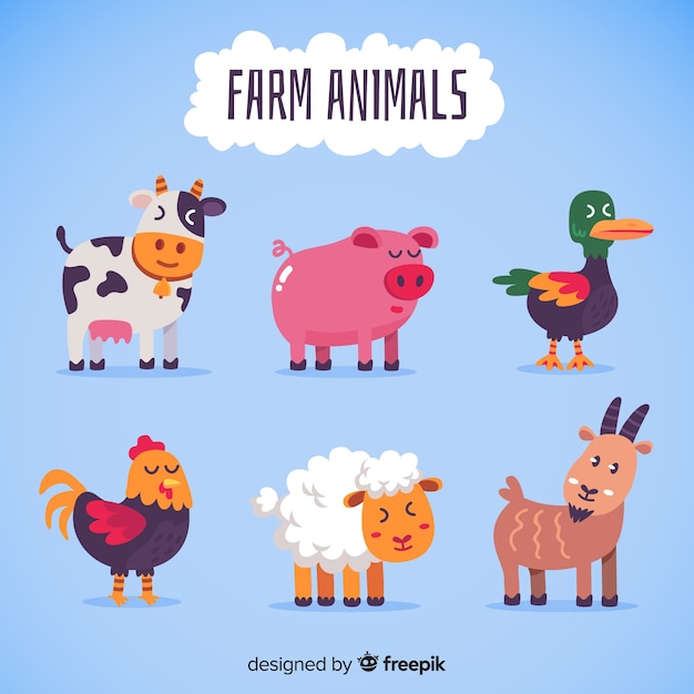 Coleção de animais de fazenda