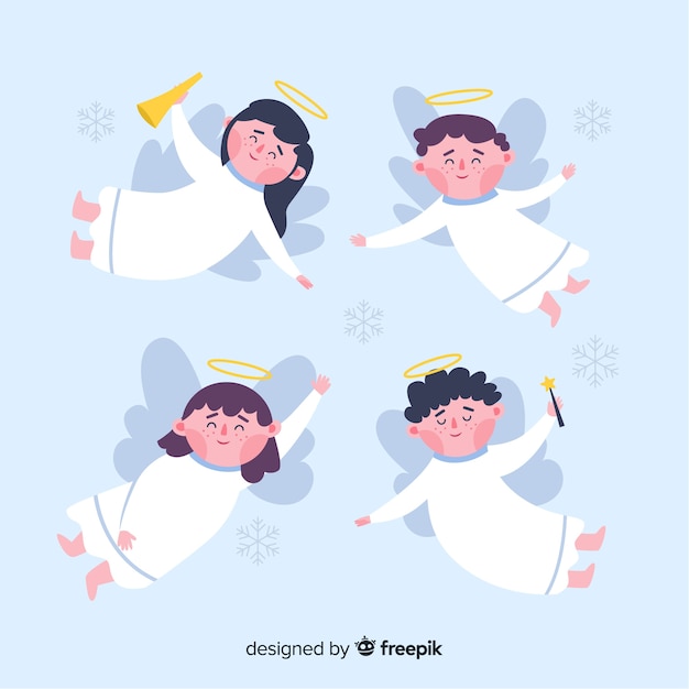 Coleção de anjo de natal de design plano