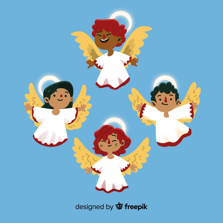 Vetor grátis coleção de anjo de natal desenhada à mão