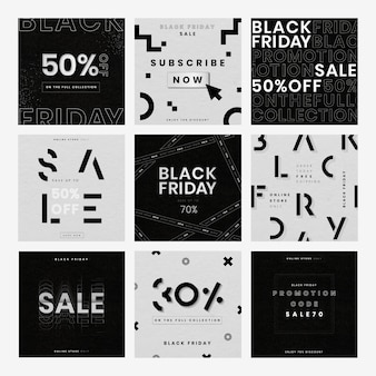 Coleção de anúncios de venda de plano de fundo texturizado vector black friday