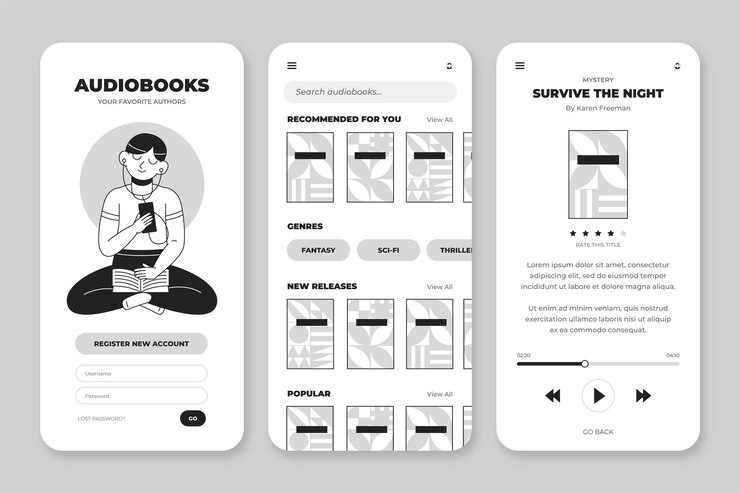 Vetor grátis coleção de aplicativos incolores desenhados à mão para smartphone