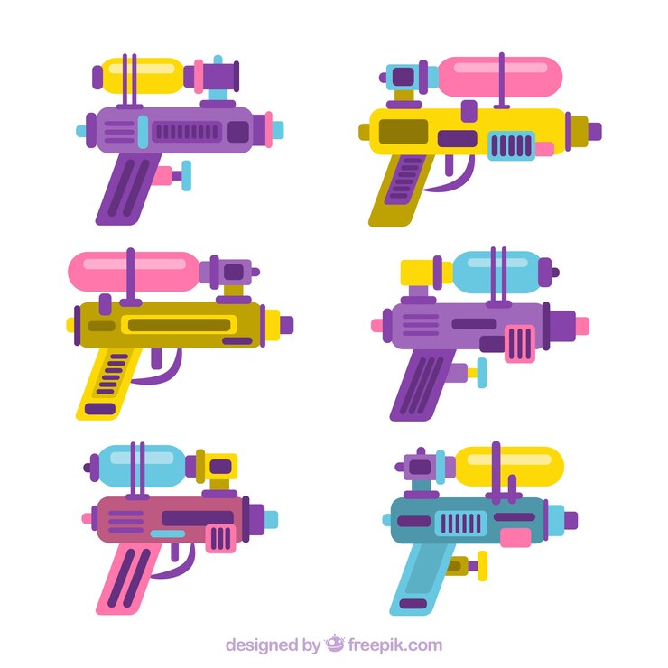 Vetor grátis coleção de armas de água colorida em estilo simples