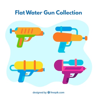 Coleção de armas de água com cores diferentes