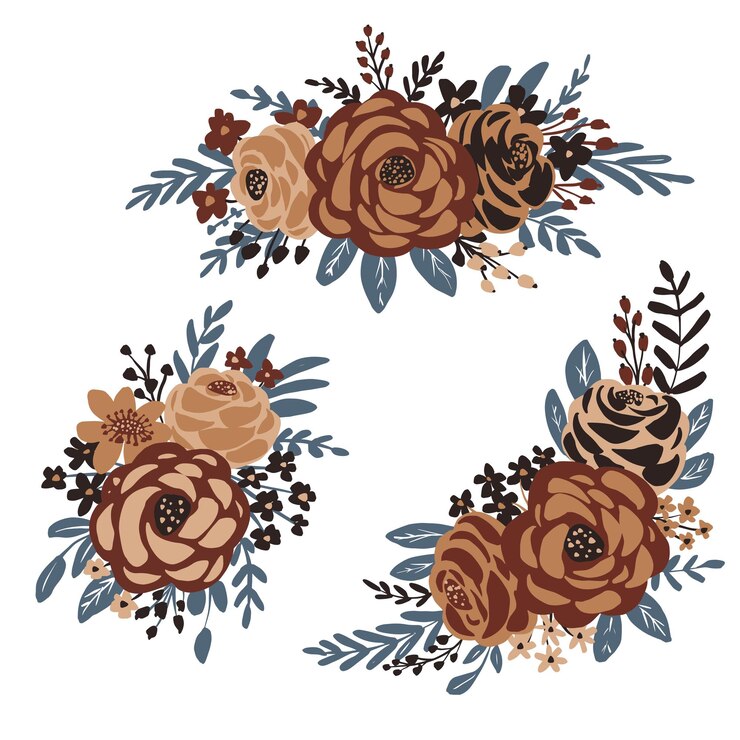 Vetor grátis coleção de arranjo de flores de design plano desenhado à mão