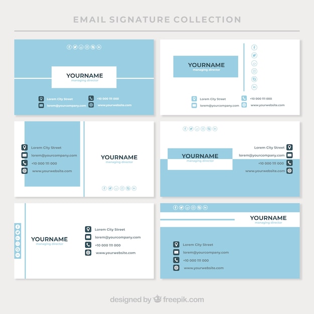 Vetor grátis coleção de assinatura de e-mail em estilo simples