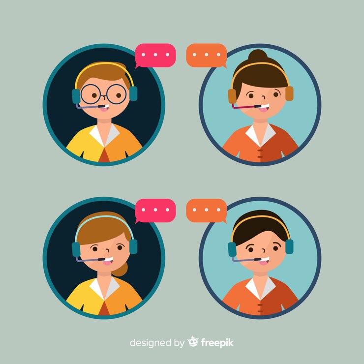 Vetor grátis coleção de avatar de agente de call center com design plano
