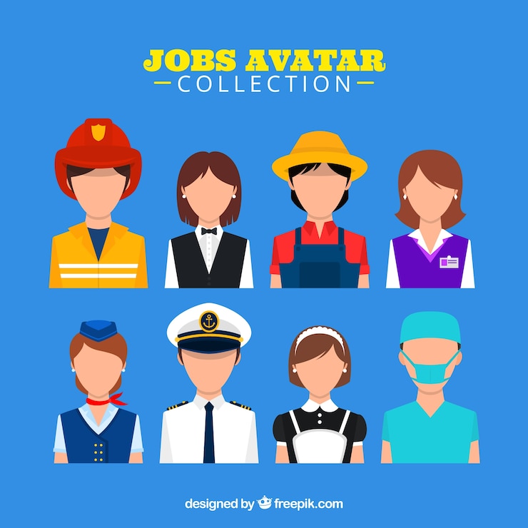 Vetor grátis coleção de avatar de empregos com estilo moderno
